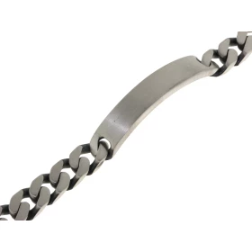  Gourmette à graver Argent Vieilli pour Homme Maille gourmette Finition oxydée satinée Largeur : 8mm Longueur : 21.5cm Epa...