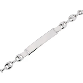  Gourmette Argent grains café Bracelet identité à personaliser Argent 925 Maille grains café 7mm large Longueur du bracele...