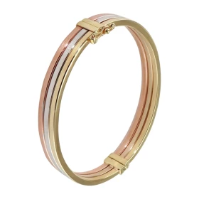  Jonc 3 ors composé 3 fils 2mm large Dimensions intérieures : 50x59mm Système d attache : fermeture par ressort 8 sécurité 