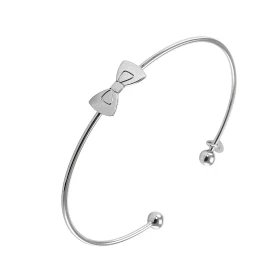 Jonc argent rhodié composé d un fil d argent 1,5mm d épaisseur sur lequel est soudé un noeud papillon 8x15mm Jonc ouvert s...