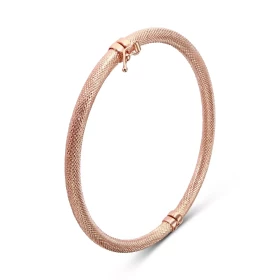 Jonc or rose 375 texturé Section ronde (creuse) : 4mm large Dimension intérieure : 50x62mm Système d attache : fermeture p...