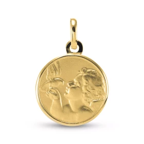  Médaille Ange à l oiseau Or Jaune 375 (16mm) Médaille ronde 16mm diamètre Le contour plaque est brillant Effet satiné sur...
