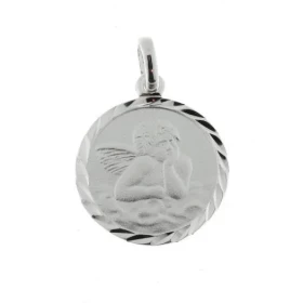  Médaille baptême Argent 925/1000 Diamètre : 15mm, hauteur totale : 22mm. 