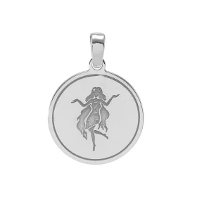 Pendentif signe astrologique du zodiaque - Signe Vierge Médaille argent rhodié représentant le signe astrologique vierge g...