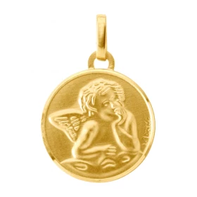 Médaille ange Or Jaune 750/1000. Diamètre : 15mm. Le contour face avant est brillant, l intérieur est satiné (effet mat). ...
