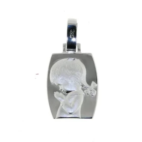  M&eacute;daille bapt&ecirc;me Argent 925/1000 Plaque brillante, fillette effet satin&eacute; (mat) Dimensions : 18x14mm, ...