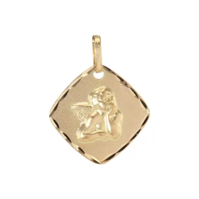  Médaille Carrée Ange Or Jaune 375 Finition satinée sur les deux faces, contour diamanté sur face avant Dimensions médaill...