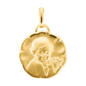 Médaille Cherubin Ronde Or Jaune 375 (15mm) Finition satinée sur les deux faces Diamètre : 15mm Dimensions médaille (béliè...