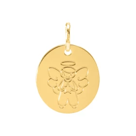 Médaille Moderne Ovale Ange Or Jaune 375 Finition brillante sur les deux faces Dimensions médaille (bélière incluse) : 18x...