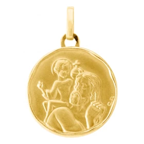  Médaille saint-christophe Or jaune 750 Médaille ronde 17mm diamètre 
