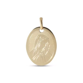 Médaille Vierge or jaune 375 Vierge contour finition brillante, effet satiné sur le reste médaille Dimension du pendentif ...