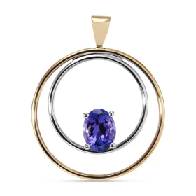  Pendentif 2 Ors 750 Tanzanite AAA ovale 8x6mm Pendentif Or Blanc Or Jaune 750 Tanzanite ovale 8x6mm (1,5 carat) Serti à g...