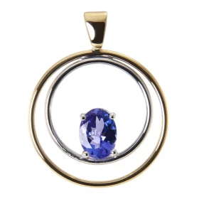  Pendentif 2 Ors 750 Tanzanite ovale 8x6mm Pendentif Or Blanc Or Jaune 750 Tanzanite ovale 8x6mm (1,1 carat) Serti à griff...