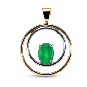  Pendentif 2 ors 750 serti d une émeraude ovale 8x6mm Pendentif composé d un anneau or blanc d un anneau or jaune Dimensio...