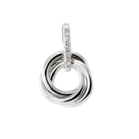 Pendentif Or Blanc 750 Diamant Pendentif 3 anneaux entrelacés bélière sertie 6 diamants 0.007ct Poids total diamant : 0,04...