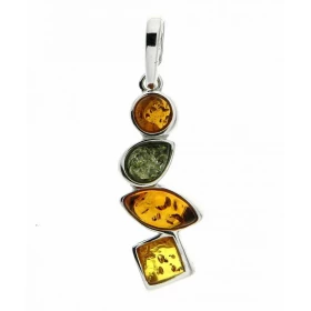 Pendentif Ambre Multicolore Argent 925 Pendentif Argent 925 Ambre multicolore (couleurs : miel, vert cognac) 4 ambres form...