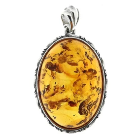 Pendentif Ambre ovale 25x18mm sur Argent 925 Pendentif Argent 925 ambre couleur cognac Ambre ovale 25x18mm Dimensions du p...