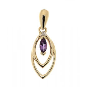 Pendentif Or Jaune 375 Améthyste Diamant L améthyste est taillée forme marquise mesure 4x2mm Un diamant 0.003 carat relève...
