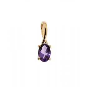 Pendentif Améthyste Or jaune 375 Jolie monture bélière croisée La pierre forme ovale mesure 6x4mm Elle est maintenue sur c...