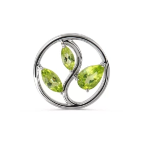 Pendentif Arbre Vie Argent Péridot Motif Argent 925 rhodié mesurant 15mm diamètre Chaque boucle est sertie d une poire 6x4...