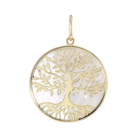  Pendentif Or Jaune 375 Arbre vie Nacre 20mm Dimensions du pendentif (bélière incluse) : 28x20mm Monture Or Jaune 375/1000 