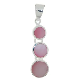 Pendentif articulé Argent 925 Nacre rose Petits ronds Argent 6,5 à 8,5mm diamètre Hauteur (bélière incluse) : 31mm