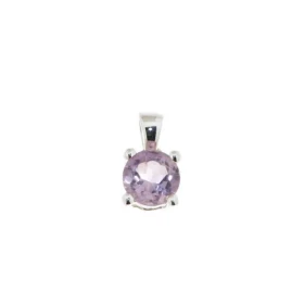 Pendentif Argent 925 serti d une petite Améthyste ronde Diamètre pierre : 6mm Dimensions du pendentif (bélière incluse) : ...