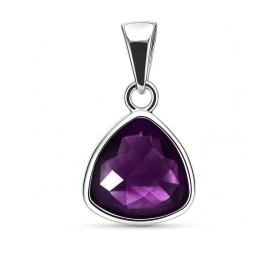Pendentif Argent 925 Améthyste Ce pendentif est serti d une pierre triangulaire taillée dome La pierre mesure 10x10mm Les ...