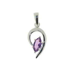 Pendentif Argent 925 Améthyste serti d une pierre taille marquise 9 x 4mm Dimensions du pendentif (bélière incluse) : 25 x...