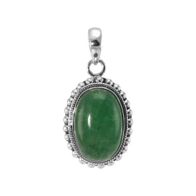 Pendentif Argent 925 Aventurine Cabochon Ovale 18x12mm Motif ouvragé serti d une pierre taille cabochon ovale 18x12mm Dime...