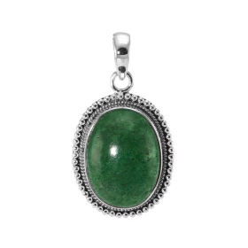 Pendentif Argent 925 Aventurine Cabochon Ovale 20x15mm Motif ouvragé serti d une pierre taille cabochon ovale 20x15mm Dime...