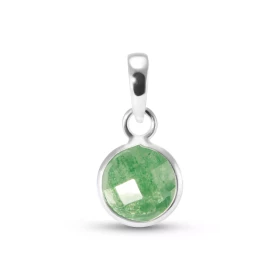 Pendentif Argent 925 Aventurine Ronde facettée 8mm Pierre facettée ronde 8mm diamètre Dimensions du pendentif (bélière in...