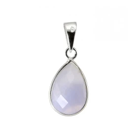 Pendentif Argent 925 Calcédoine Bleue Poire facettée 12x8mm Pierre forme poire facettée mesurant 12x8mm Dimensions du pend...
