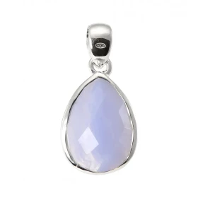 Pendentif Argent 925 Calcédoine Bleue facettée 18x13mm Pierre forme poire facettée mesurant 18x13mm Dimensions du pendenti...