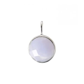Pendentif Argent 925 Calcédoine Bleue Ronde facettée 8mm Pierre facettée ronde 8mm diamètre Dimensions du pendentif (béliè...