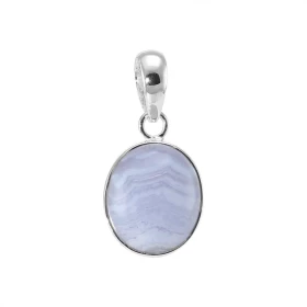 Pendentif Argent 925 Calcédoine Cabochon Ovale 14x12mm Pendentif serti d une pierre taille cabochon ovale 14x12mm fixée pa...