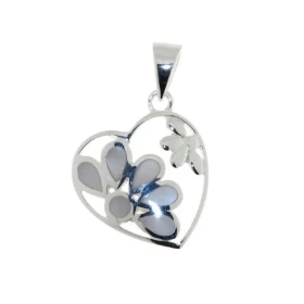 Pendentif Coeur Argent 925 Nacre blanche Dimensions du coeur : 17x17mm Hauteur (bélière incluse) : 28mm 