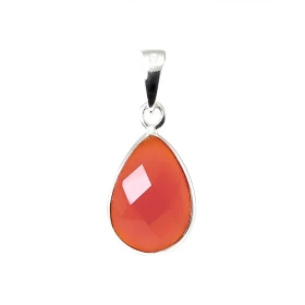 Pendentif Argent 925 Cornaline Poire facettée 12x8mm Pierre forme poire facettée mesurant 12x8mm Dimensions du pendentif (...