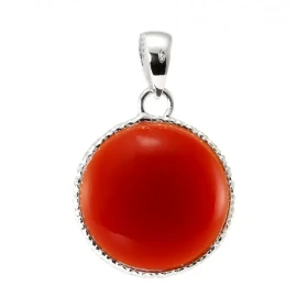 Pendentif Argent 925 Cornaline Ronde 19mm Pierre ronde taille cabochon 19mm diamètre Dimensions du pendentif (bélière incl...