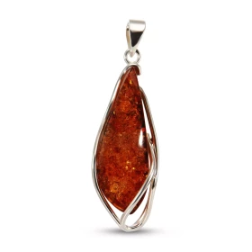 Pendentif argent 925 composé d une ambre forme poire 16x55mm Largeur 20mm Longueur (bélière incluse) : 70mm pièce unique