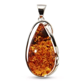 Pendentif argent 925 composé d une ambre forme poire 21x41mm Largeur : 26mm Longueur (bélière incluse) : 56mm Pièce unique