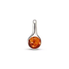 Pendentif argent 925 composé d une ambre ronde 10mm diamètre Largeur : 12mm Longueur : 25mm