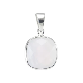 Pendentif Argent 925 Calcédoine Ce pendentif est serti d une pierre coussin taillée dome La pierre mesure 10x10mm Les dime...