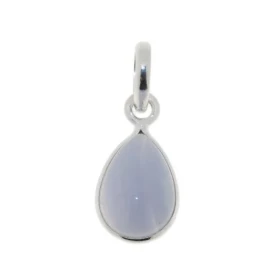 Pendentif Argent 925 Calcédoine Bleue , pierre forme poire 14x10mm, hauteur : 2.5cm 