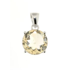 Pendentif Argent 925 serti d une Citrine ronde Diamètre pierre : 12mm Dimensions du pendentif (bélière incluse) : 20x12 mm...