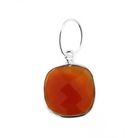 Pendentif Argent 925 Cornaline Ce pendentif est serti d une pierre coussin taillée dome La pierre mesure 10x10mm Les dimen...