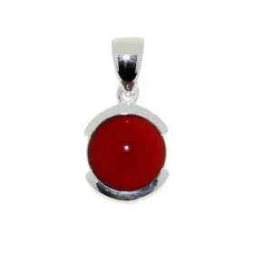 Pendentif Argent 925 Cornaline serti d une pierre 12mm Hauteur bélière : 2,5cm