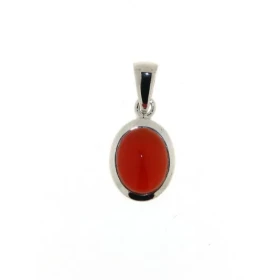 Pendentif Argent 925 Cornaline serti d une pierre 9x7mm Hauteur bélière : 20mm