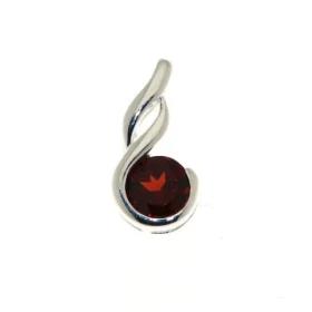 Pendentif Argent 925 Grenat Pierre ronde 6mm diamètre Dimensions du pendentif : 16 x 8mm 