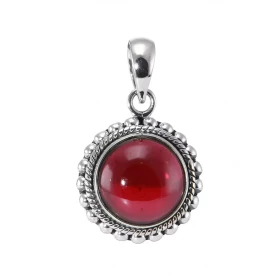  Pendentif Argent 925 serti d un Grenat rond 12mm Dimensions du pendentif (bélière incluse) : 28x18mm 